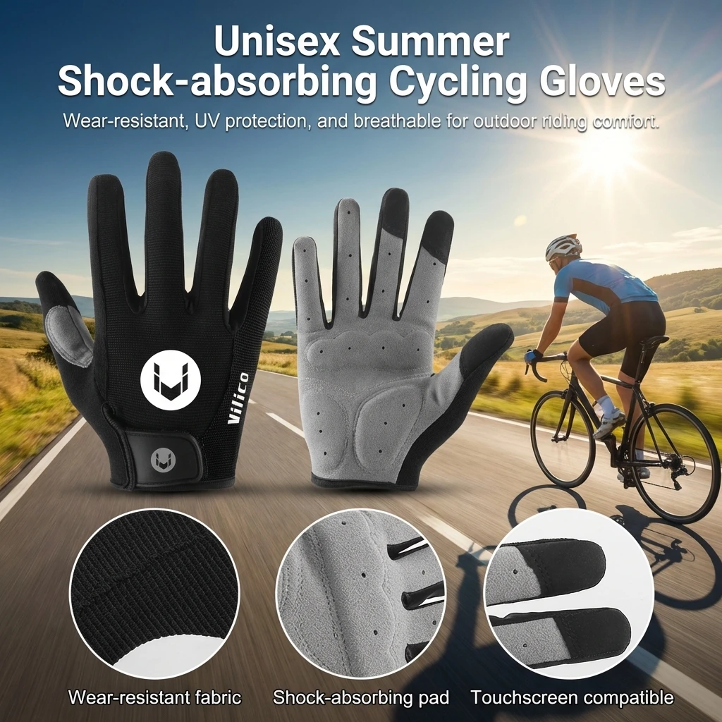 Cycling Gloves Full Finger Bicycle Sports Gloves for Summer Shockproof Wear-Resistant UV Protections Outdoor Accessories
Cycling Gloves Full Finger Bicycle Sports Gloves for Summer Shockproof Wear-Resistant UV Protections Outdoor Accessories