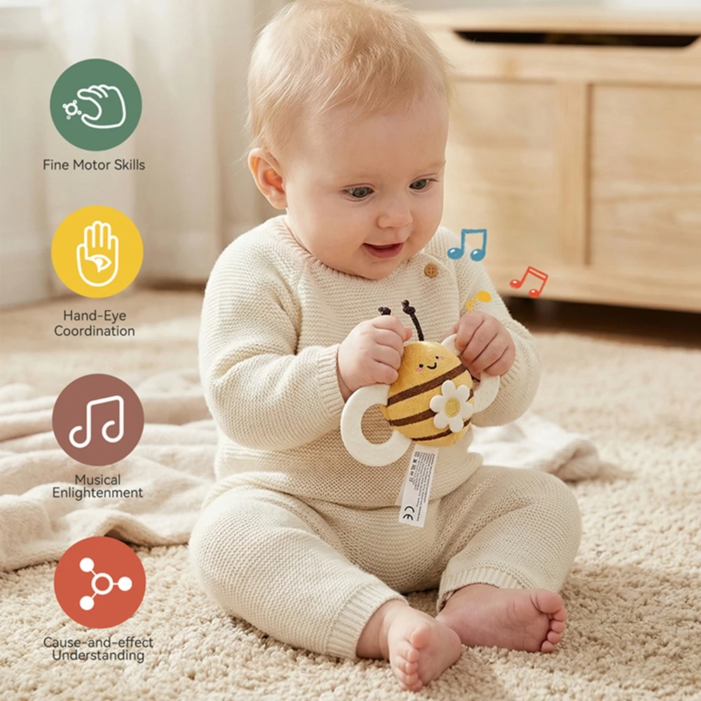 Soft Felt Baby Bee Rattle Toy Suitable for Newborns Aged 0-6 Months Multi-sensory Stimulation Develops Early Grasping Skills
Soft Felt Baby Bee Rattle Toy Suitable for Newborns Aged 0-6 Months Multi-sensory Stimulation Develops Early Grasping Skills
