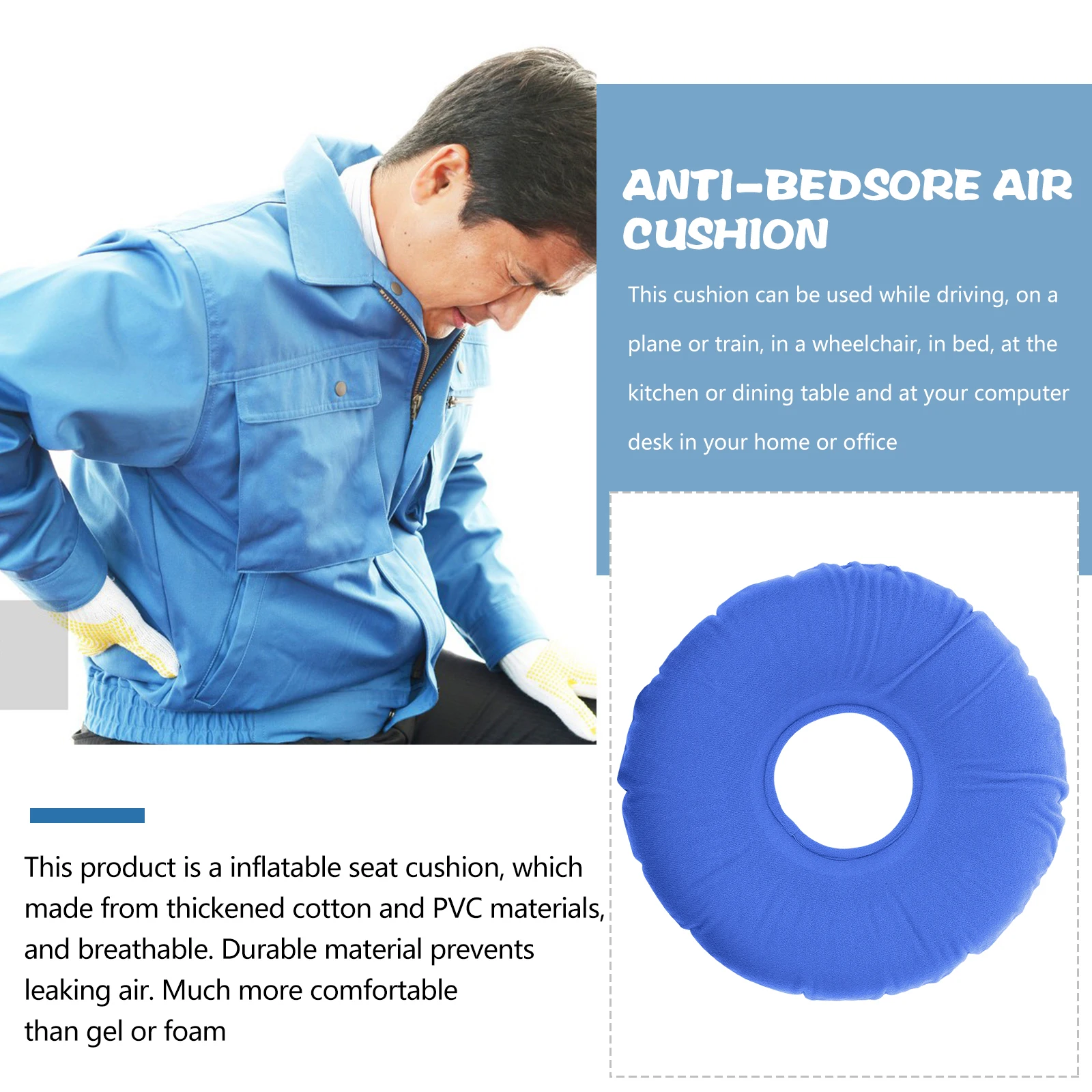 2pcs Inflatable Seat Cushion Anti Bed Sore Pillow Pump Seat Pad Breathable Coccyx Support Car Office Home Use
2pcs Inflatable Seat Cushion Anti Bed Sore Pillow Pump Seat Pad Breathable Coccyx Support Car Office Home Use