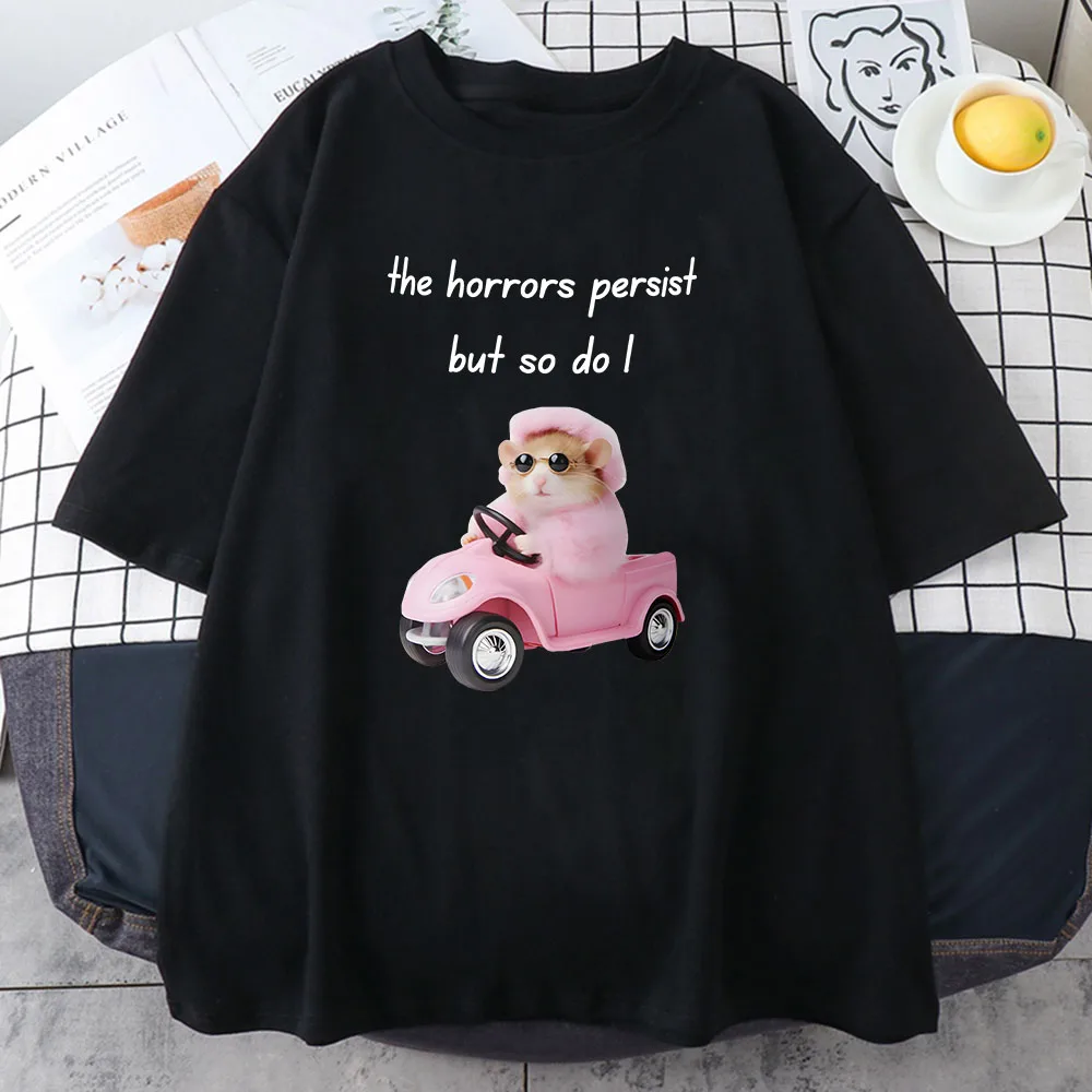 Girls Cotton Kawaii Graphic T-shirt Sad Hamster The Horrors Persist But So Do I Tee-shirt Casual Cute Printing Tshirts Women Men
Girls Cotton Kawaii Graphic T-shirt Sad Hamster The Horrors Persist But So Do I Tee-shirt Casual Cute Printing Tshirts Women Men