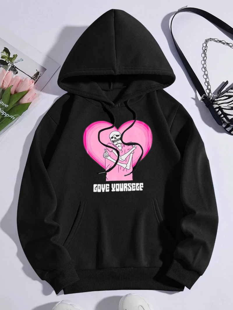 Give Yourself Love Hoodies Womens Skeleton Heart Printing Pullover Pocket Loose Fleece Warm Streetwear Sporty Womans Clothes
Give Yourself Love Hoodies Womens Skeleton Heart Printing Pullover Pocket Loose Fleece Warm Streetwear Sporty Womans Clothes