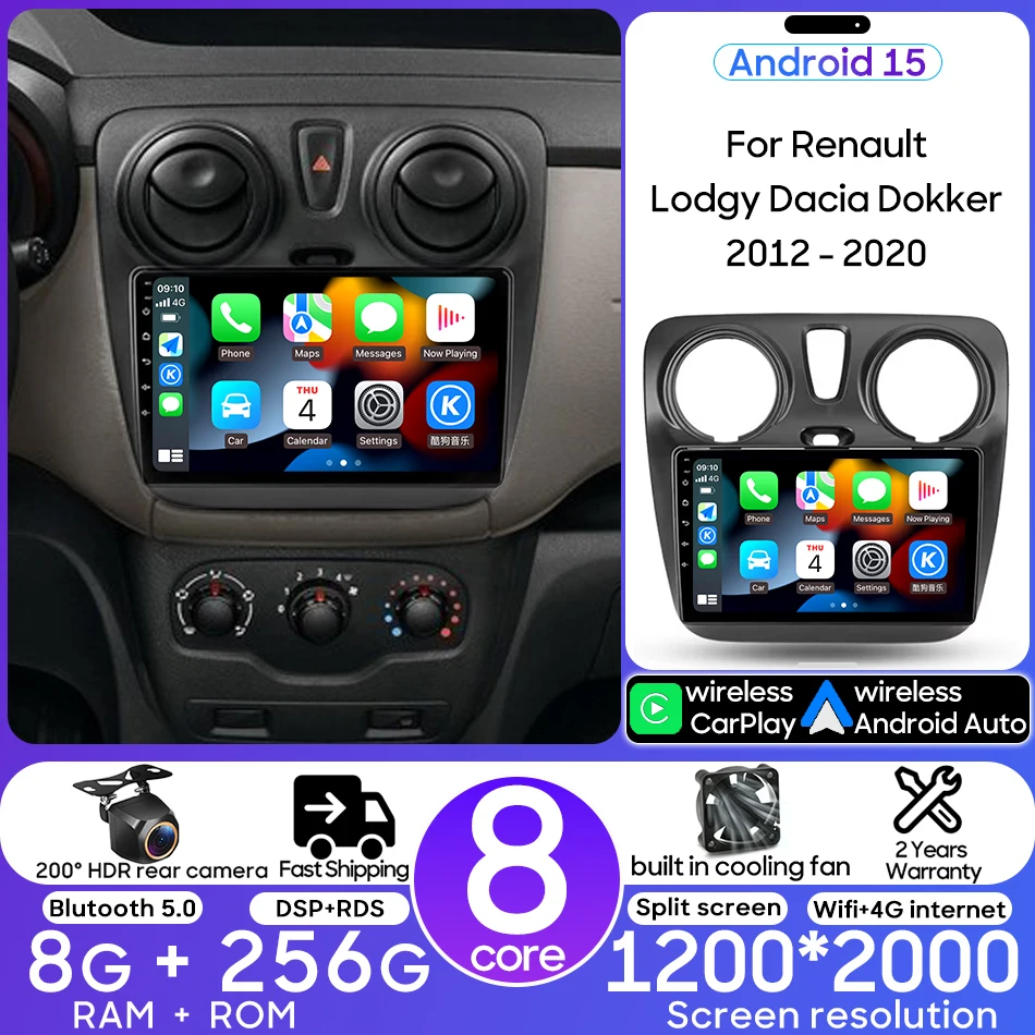 For Renault Lodgy Dacia Dokker 2012 - 202 Android Auto Car Radio Multimedia Video Player Navigation GPS Carplay Stereo 2din DVD
For Renault Lodgy Dacia Dokker 2012 - 202 Android Auto Car Radio Multimedia Video Player Navigation GPS Carplay Stereo 2din DVD