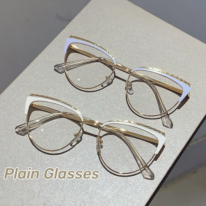 Fashionable New Cat-eye Plain Glasses Frame Women's Metal Hollowed Out Optical Spectacle Eyeglass Anti-blue Light Glasses
Fashionable New Cat-eye Plain Glasses Frame Women's Metal Hollowed Out Optical Spectacle Eyeglass Anti-blue Light Glasses