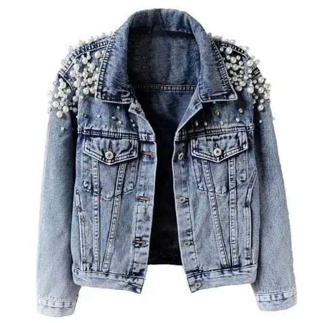 Women's Pearl Denim Coat Cotton Spring Autumn Cardigan Cleanfit Sle 206 Winter Collection Ladies' ort Outerwear
Women's Pearl Denim Coat Cotton Spring Autumn Cardigan Cleanfit Sle 206 Winter Collection Ladies' ort Outerwear