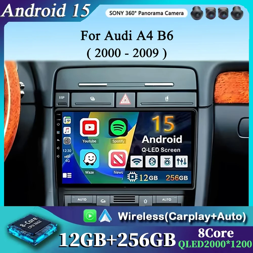Для Audi A4 B6 2000-2009 2K 12+256 QLED Android 15 CarPlay Автомобильный радиоприемник Мультимедийный видеоплеер GPS стерео головное устройство 4G WIFI GPS
Для Audi A4 B6 2000-2009 2K 12+256 QLED Android 15 CarPlay Автомобильный радиоприемник Мультимедийный видеоплеер GPS стерео головное устройство 4G WIFI GPS