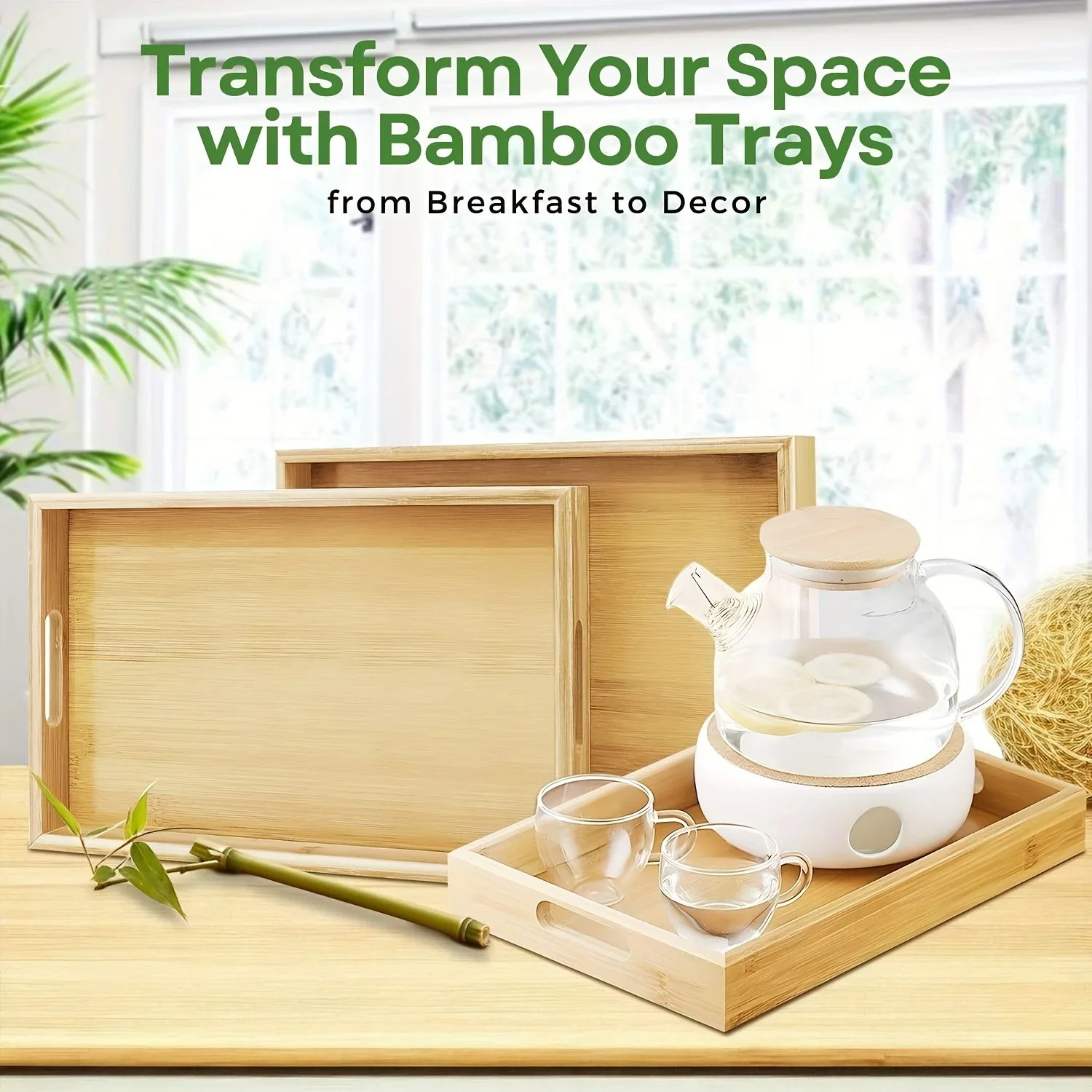 3pcs Rustic Wooden Serving Trays Set KEEHOME Bamboo Kitchen Food Tray with Handles Platters for Dinners Parties
3pcs Rustic Wooden Serving Trays Set KEEHOME Bamboo Kitchen Food Tray with Handles Platters for Dinners Parties