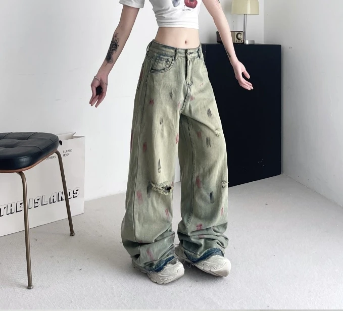 Trend American Street Cargo Pants Women's High Waisted Elastic Hole Tie Dye Straight Leg Cargo Pants Hip Hop Women's Loose Jeans
Trend American Street Cargo Pants Women's High Waisted Elastic Hole Tie Dye Straight Leg Cargo Pants Hip Hop Women's Loose Jeans