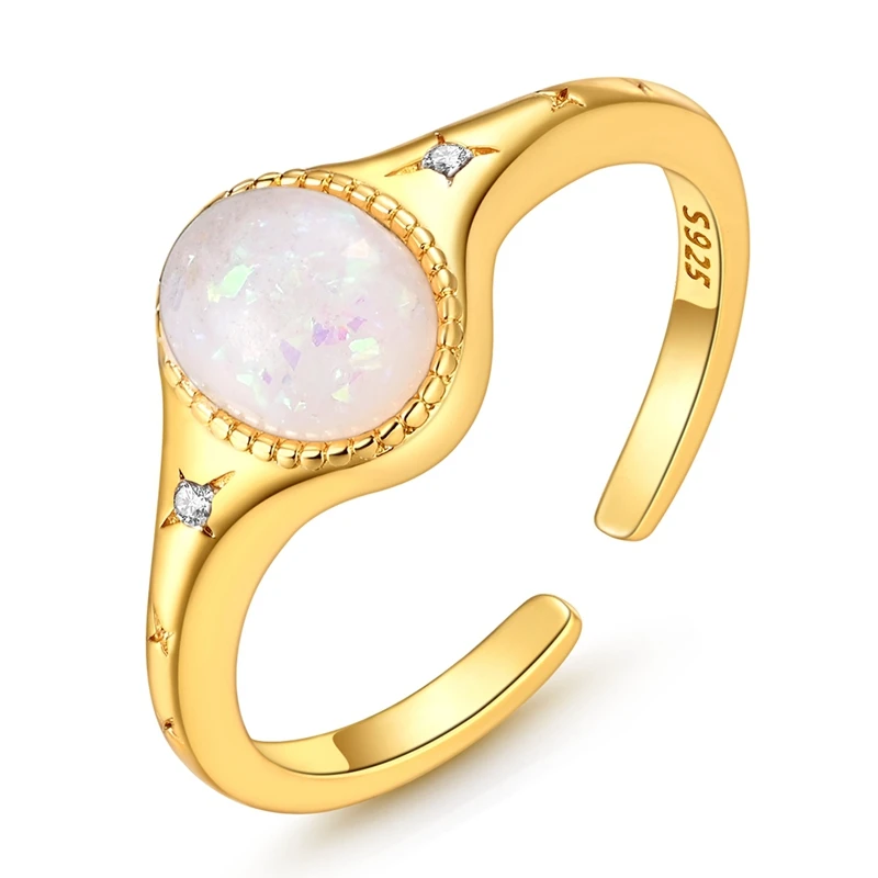 925 Sterling Silver Oval Opal Signet Ring Starburst Cubic Zirconia Adjustable Open Ring Vintage Dainty Jewelry Gift for Women
925 Sterling Silver Oval Opal Signet Ring Starburst Cubic Zirconia Adjustable Open Ring Vintage Dainty Jewelry Gift for Women