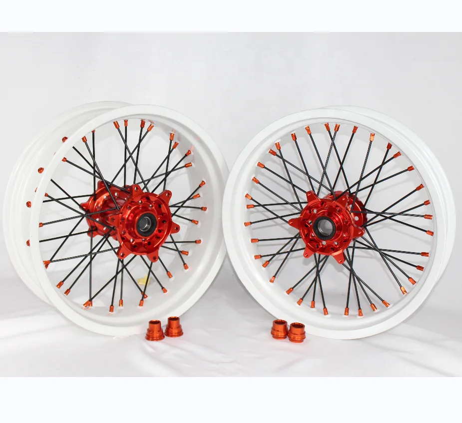 Supermoto Motorcycle Aluminum Alloy 17 Inch Supermotard Wheel Set For KTM Exc 250 300
Supermoto Motorcycle Aluminum Alloy 17 Inch Supermotard Wheel Set For KTM Exc 250 300