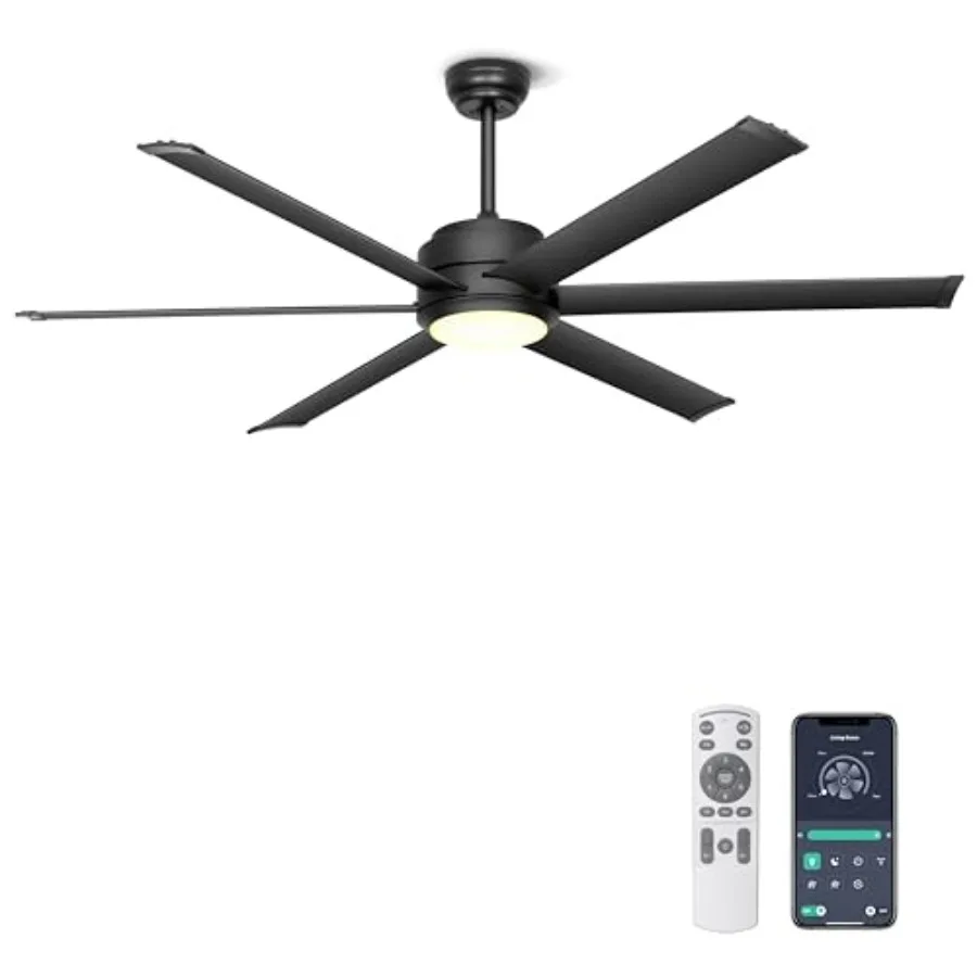 60 Industrial Ceiling Fan with Lights for Patio Living Room, Aluminum Blades, Black, Remote APP Control, Dimmable, DC Motor, Ou
60 Industrial Ceiling Fan with Lights for Patio Living Room, Aluminum Blades, Black, Remote APP Control, Dimmable, DC Motor, Ou