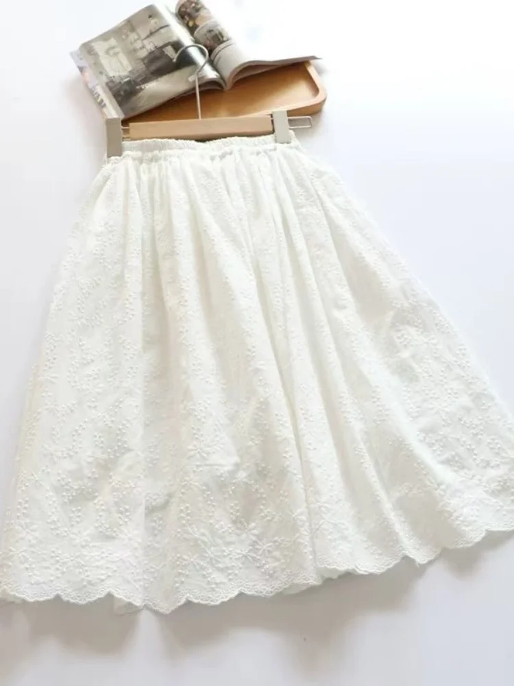 Artistic Cotton Embroidered Midi Skirt Women Summer High Waist A-Line Skirt Big Flounce Internal And External Wearable White
Artistic Cotton Embroidered Midi Skirt Women Summer High Waist A-Line Skirt Big Flounce Internal And External Wearable White