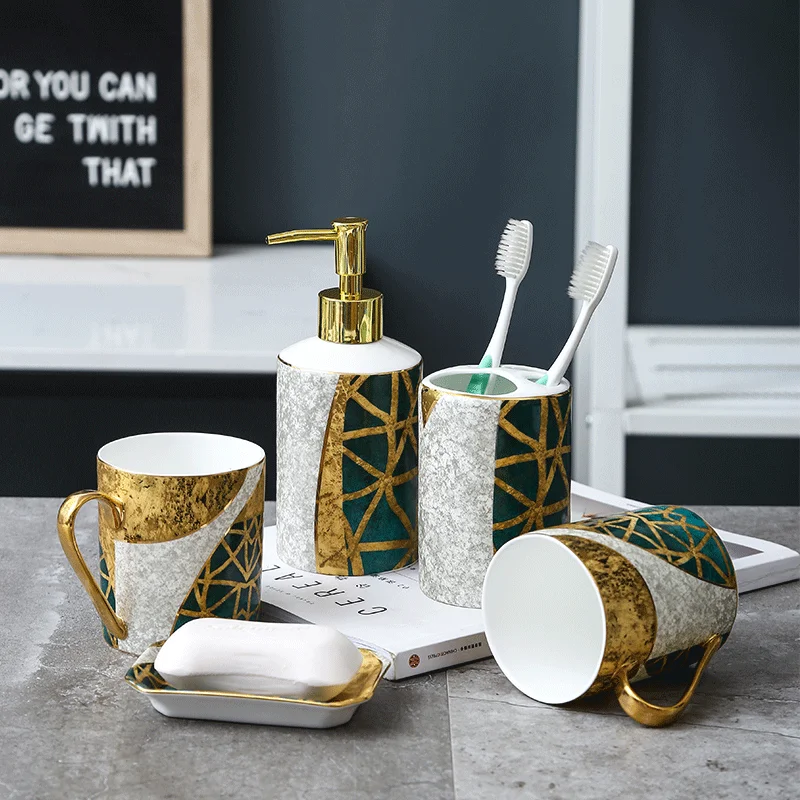 Golden Age Ceramic Bathroom Set, 5-Piece Bath Room Set, Washing Room Kit, Golden Line Toilet Set, Home Decorations, Wedding Gift
Golden Age Ceramic Bathroom Set, 5-Piece Bath Room Set, Washing Room Kit, Golden Line Toilet Set, Home Decorations, Wedding Gift