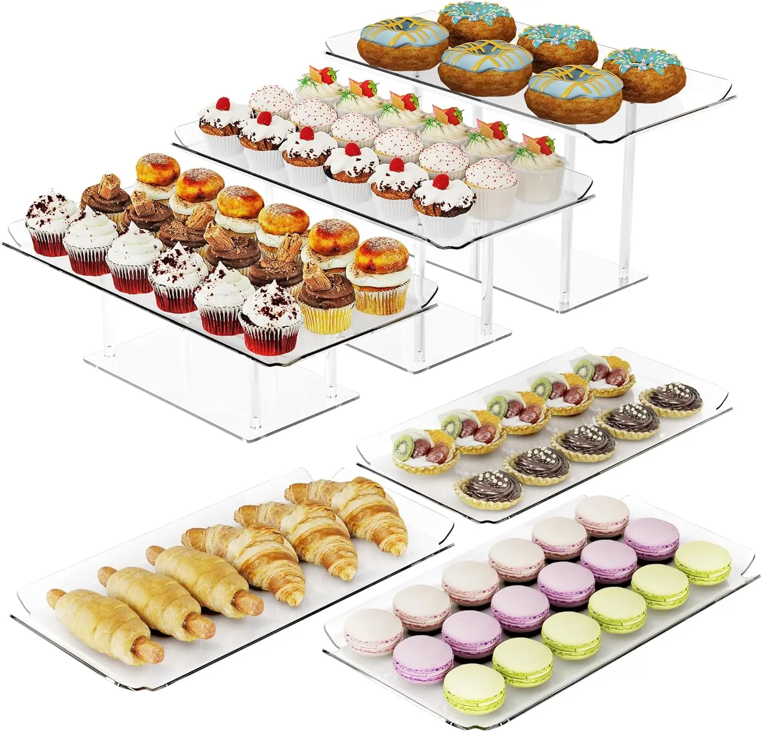 Clear Acrylic Dessert Display Stand Set with Trays for Wedding Party Buffet
Clear Acrylic Dessert Display Stand Set with Trays for Wedding Party Buffet