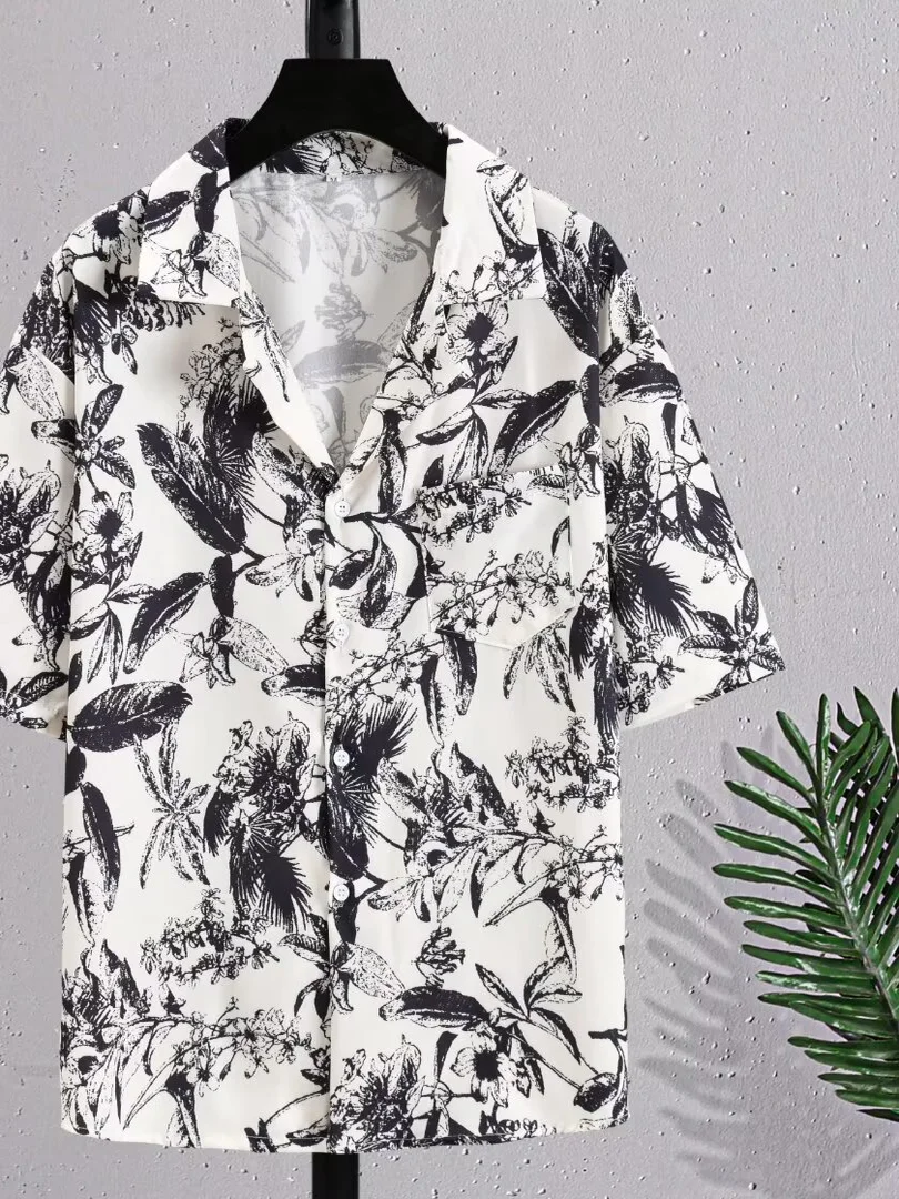 Hawaii Floral Print Ice Silk Loose ort Sve Men's irt Summer Vaion Beach Casual Wear Cool Feeling Thin Model Youth
Hawaii Floral Print Ice Silk Loose ort Sve Men's irt Summer Vaion Beach Casual Wear Cool Feeling Thin Model Youth