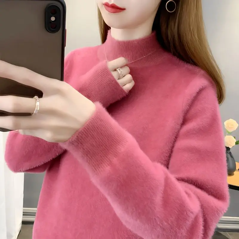 Knit Sweater Women Long Sleeve Loose Wool Pullover High Collar Cashmere Jumper Autumn Winter Thick All Match Basic Tops Q617
Knit Sweater Women Long Sleeve Loose Wool Pullover High Collar Cashmere Jumper Autumn Winter Thick All Match Basic Tops Q617