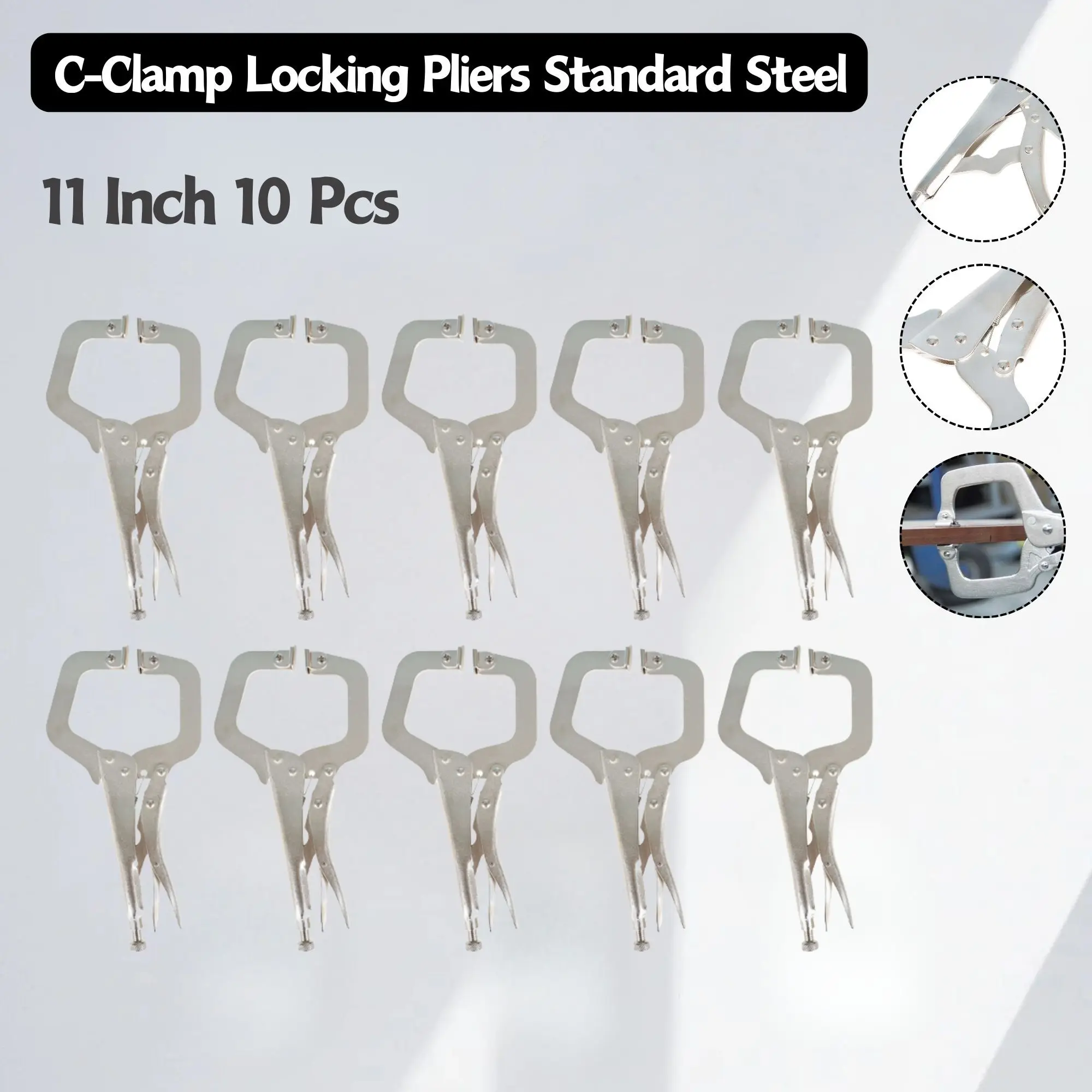 10Pcs C-Pliers 11 Inch Heavy-Duty Locking Pliers Swivel Pads Alloy Steel Heavy Duty C-Type Locking Plier Table and Tool Vise Grip
10Pcs C-Pliers 11 Inch Heavy-Duty Locking Pliers Swivel Pads Alloy Steel Heavy Duty C-Type Locking Plier Table and Tool Vise Grip