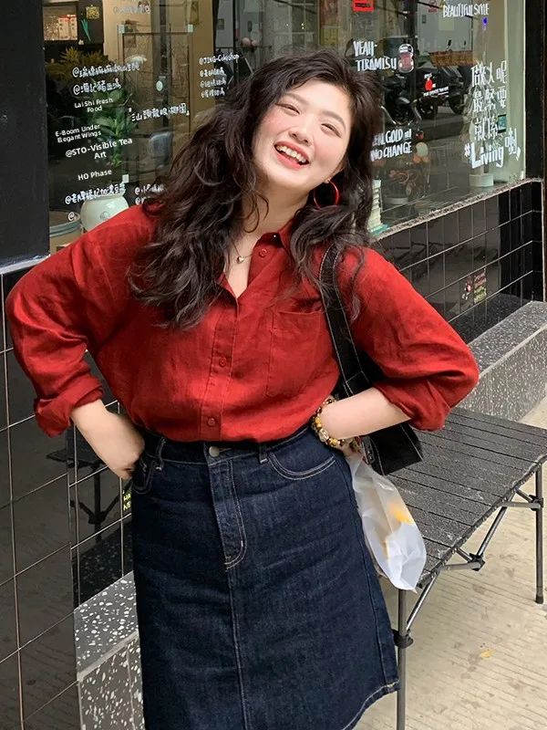 plus Size Red Long Sleeve Women's Shirt Hong Kong Style Loose Fit Slimming Top Commute Style Casual Fashion plus Size Clothes
plus Size Red Long Sleeve Women's Shirt Hong Kong Style Loose Fit Slimming Top Commute Style Casual Fashion plus Size Clothes