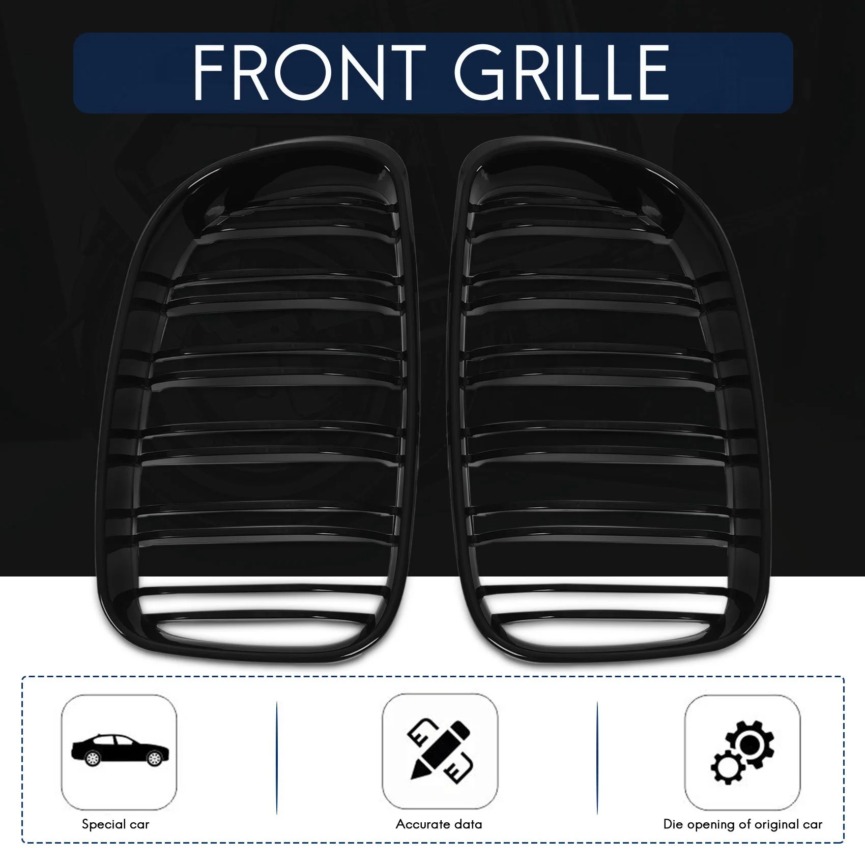 Practical 2X Glossy Black Dual Slats Front Kidney Grille Grill Replacement For BMW E81 E87 E82 E88 120I 135I Selected 2007-2011
Practical 2X Glossy Black Dual Slats Front Kidney Grille Grill Replacement For BMW E81 E87 E82 E88 120I 135I Selected 2007-2011