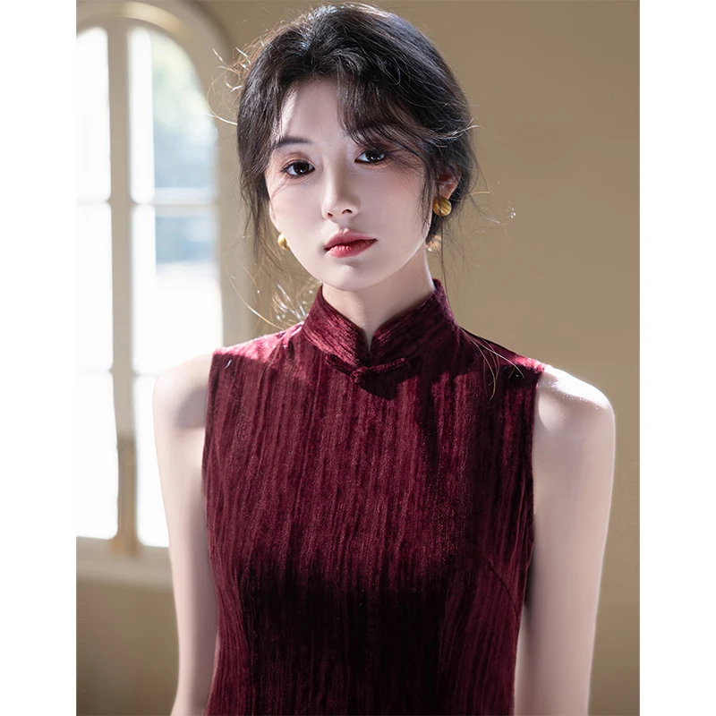 Китайский Sle Wine Red Velvet Qipao Simple Ele Daily ow Performance Engagement Cus Made Low Slit No Sve Color
Китайский Sle Wine Red Velvet Qipao Simple Ele Daily ow Performance Engagement Cus Made Low Slit No Sve Color