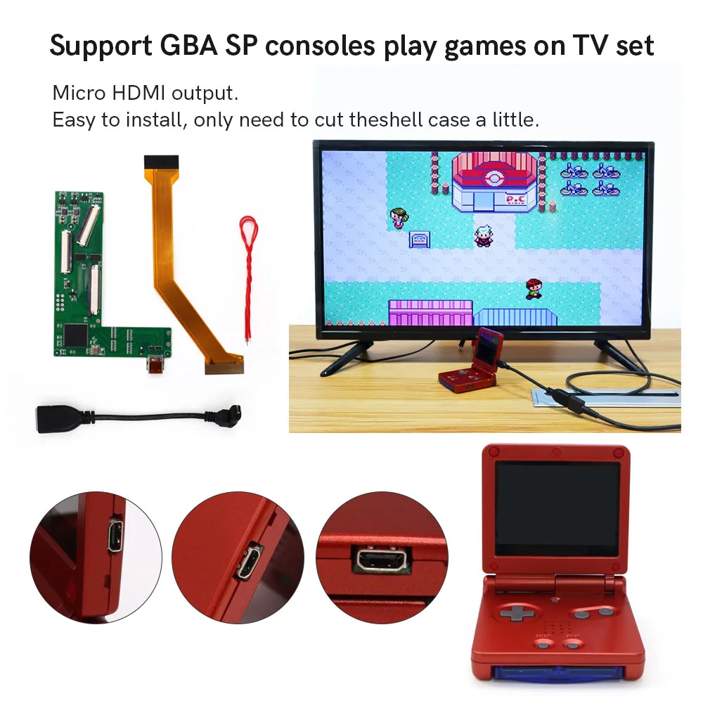 GBA SP HDMI-совместимые комплекты модулей для печатных плат Play Games on TV для консоли Gameboy Advance SP
GBA SP HDMI-совместимые комплекты модулей для печатных плат Play Games on TV для консоли Gameboy Advance SP