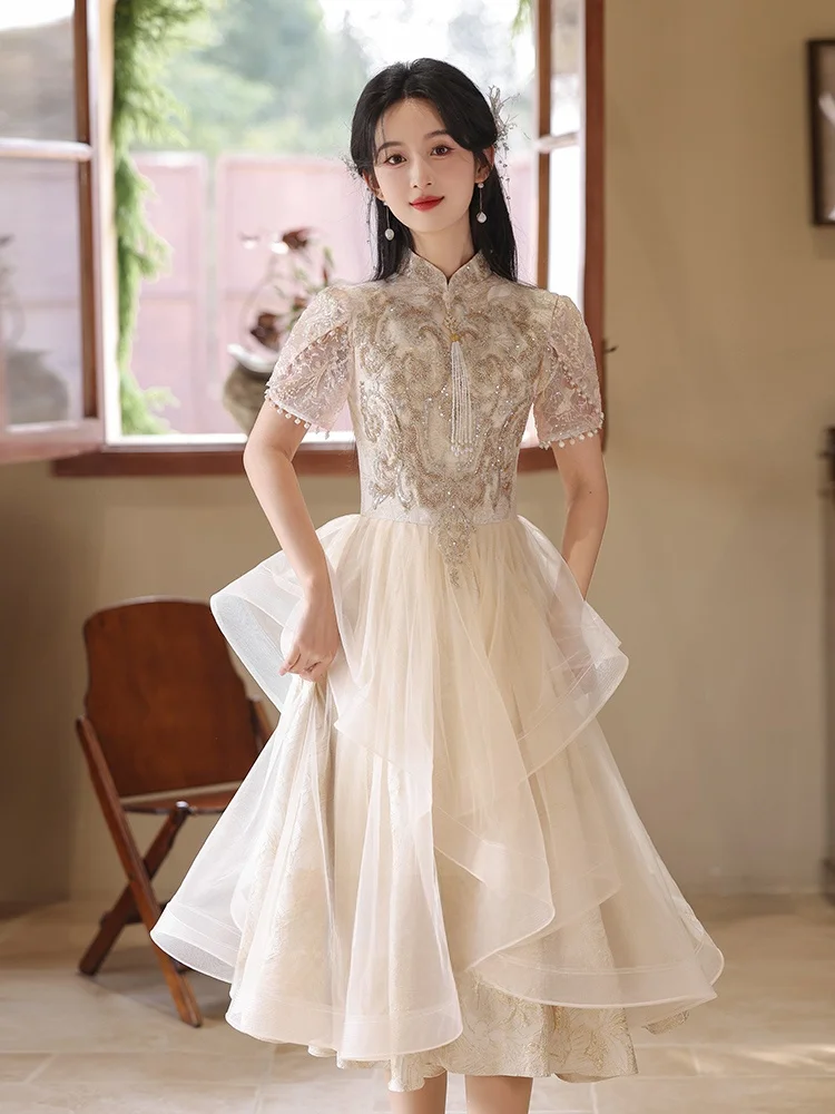 New Chinese Sle Wedding Dr for Women ort Sve mid Waist Embroidered Ball Gown Sle Summer Wedding Dr
New Chinese Sle Wedding Dr for Women ort Sve mid Waist Embroidered Ball Gown Sle Summer Wedding Dr