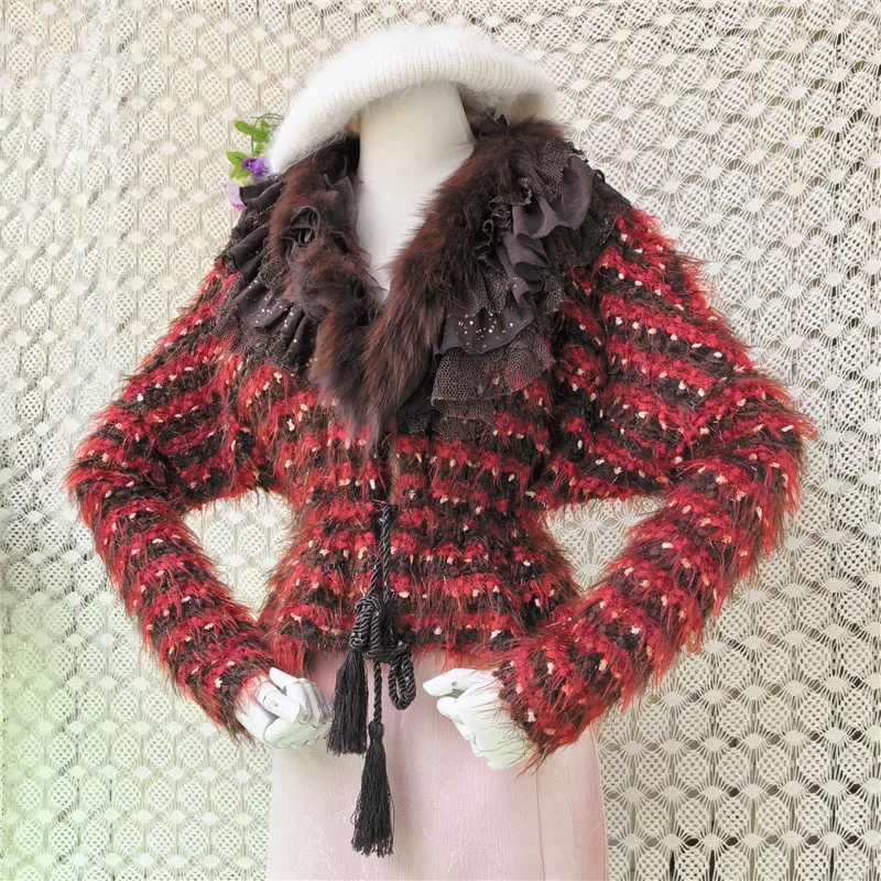 Ladies Women Autumn Winter Hairy Fox Fur Collar Red Striped Long Sleeves Tassel Belt Slim Cardigans Sweater Jacket Pull Tops
Ladies Women Autumn Winter Hairy Fox Fur Collar Red Striped Long Sleeves Tassel Belt Slim Cardigans Sweater Jacket Pull Tops