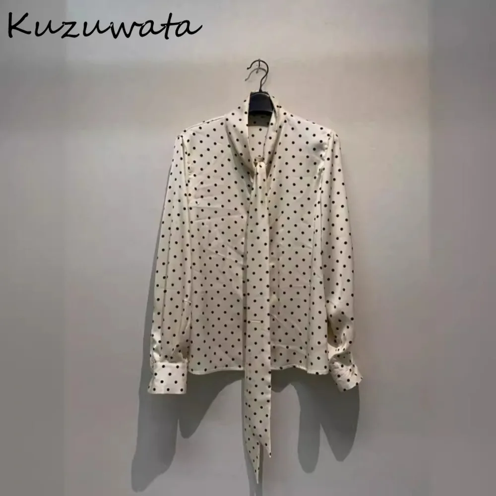 Kuzuwata New Elegant French Style Polka Dot Blusas All-match Casual Temperament Ropa Mujer Japan Minority Advanced Women Shirt
Kuzuwata New Elegant French Style Polka Dot Blusas All-match Casual Temperament Ropa Mujer Japan Minority Advanced Women Shirt