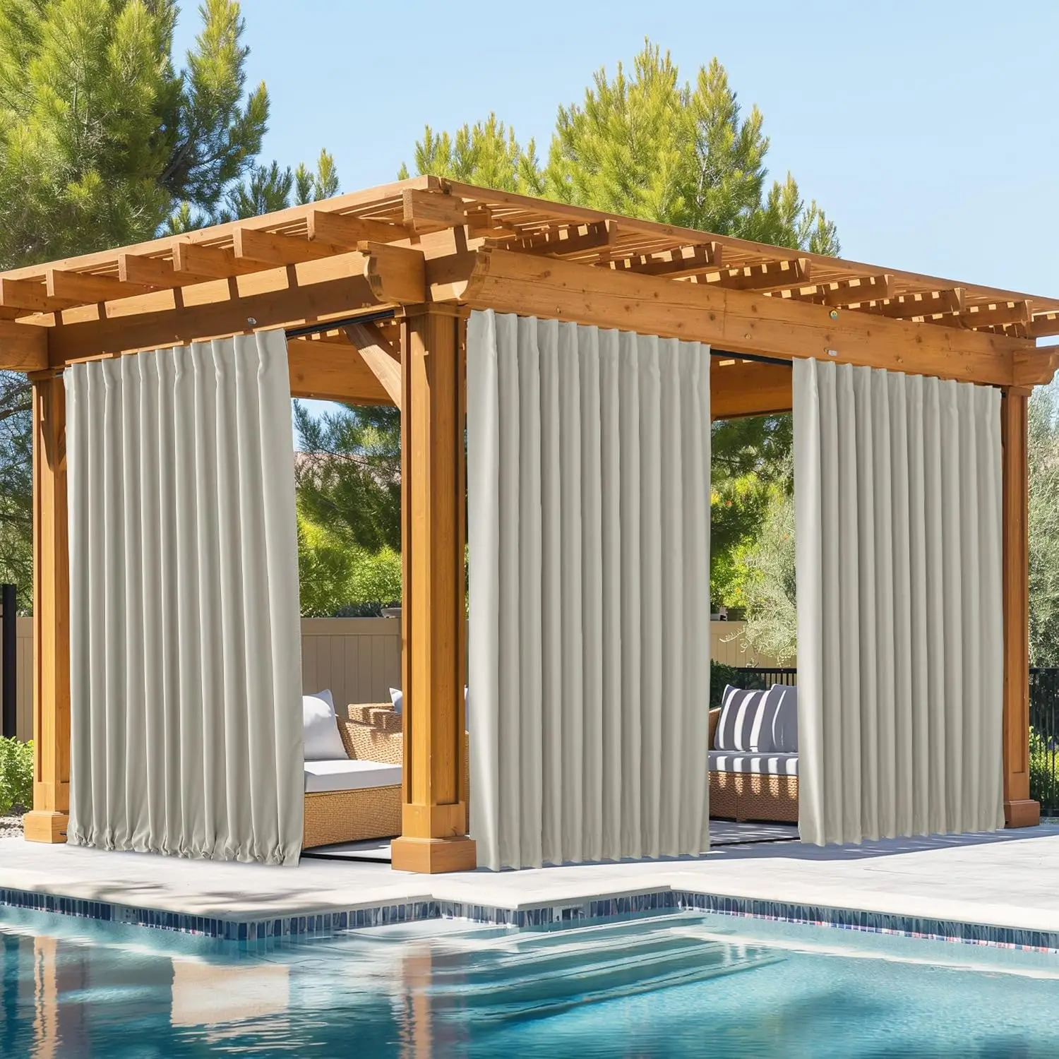 Waterproof Outdoor Curtains 2 Panels, Thermal Insulated Windproof Sun Blocking Privacy Drapes for Patio with Fixed Rope, W84 x
Waterproof Outdoor Curtains 2 Panels, Thermal Insulated Windproof Sun Blocking Privacy Drapes for Patio with Fixed Rope, W84 x