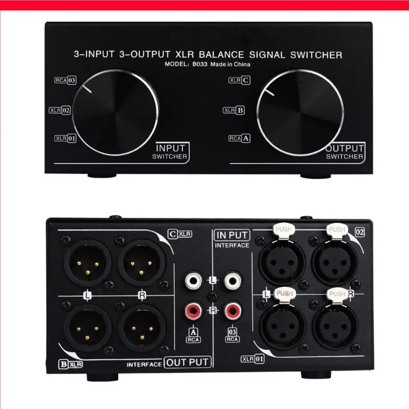 D46B Fully Balanced Selector Switcher 3 Inputs and 3 Outputs Balanced to Unbalanced Converters
D46B Fully Balanced Selector Switcher 3 Inputs and 3 Outputs Balanced to Unbalanced Converters
