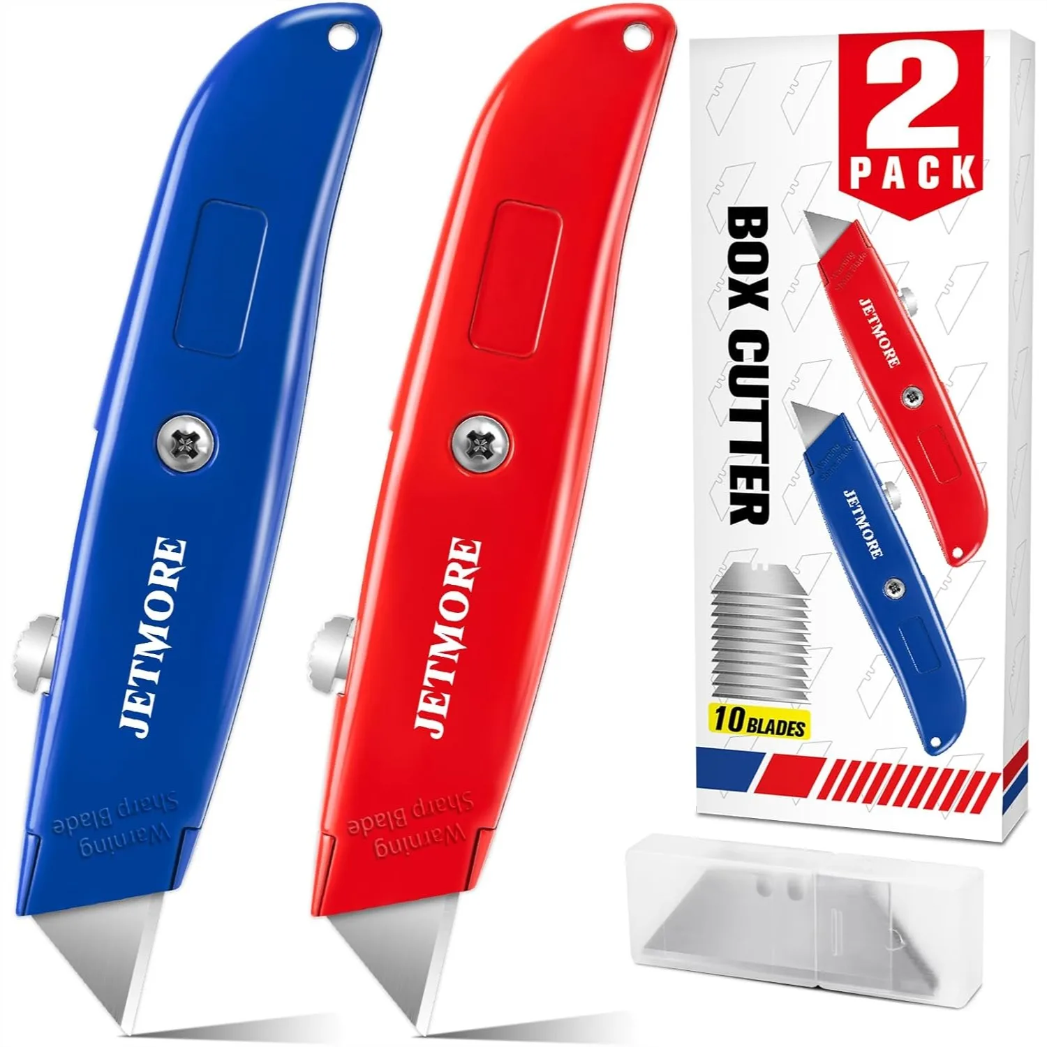 2 Pack Retractable Box Cutter with 10 Extra Blades, Heavy Duty All Metal Utility Knife for Cardboard Boxes, Packages, and
2 Pack Retractable Box Cutter with 10 Extra Blades, Heavy Duty All Metal Utility Knife for Cardboard Boxes, Packages, and