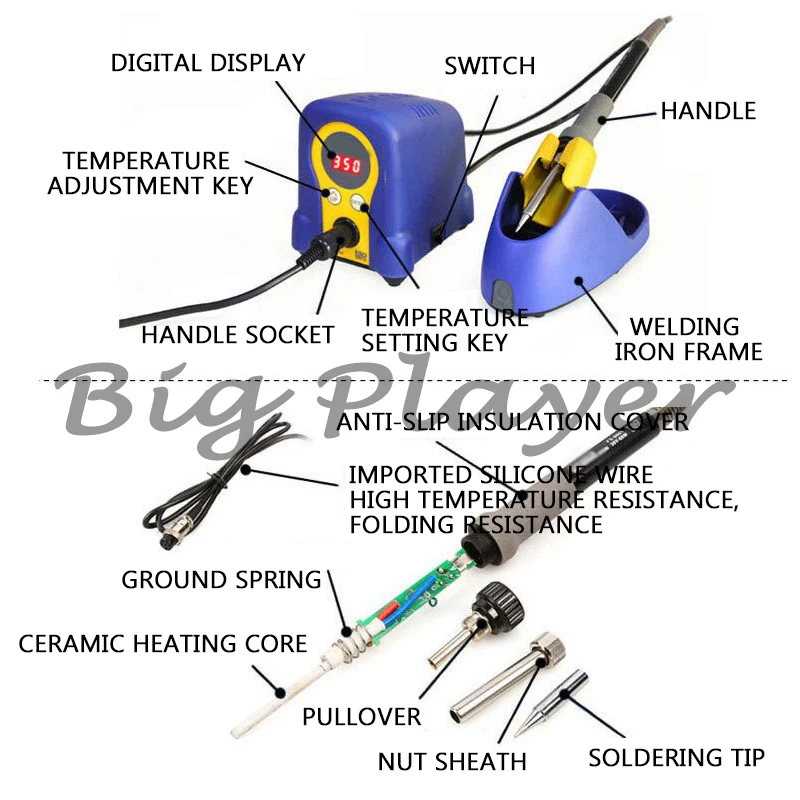 Professional Electric Soldering Iron Set - 936 Upgraded Version Constant Temperature Soldering Station Kit
Professional Electric Soldering Iron Set - 936 Upgraded Version Constant Temperature Soldering Station Kit