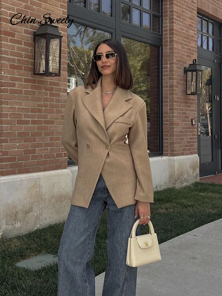 Women Slit Double Breasted Suit Jacket Elegant Long Sleeve Lapel Khaki Blazer 2024 Autumn Female High Street All-match Outerwear
Women Slit Double Breasted Suit Jacket Elegant Long Sleeve Lapel Khaki Blazer 2024 Autumn Female High Street All-match Outerwear