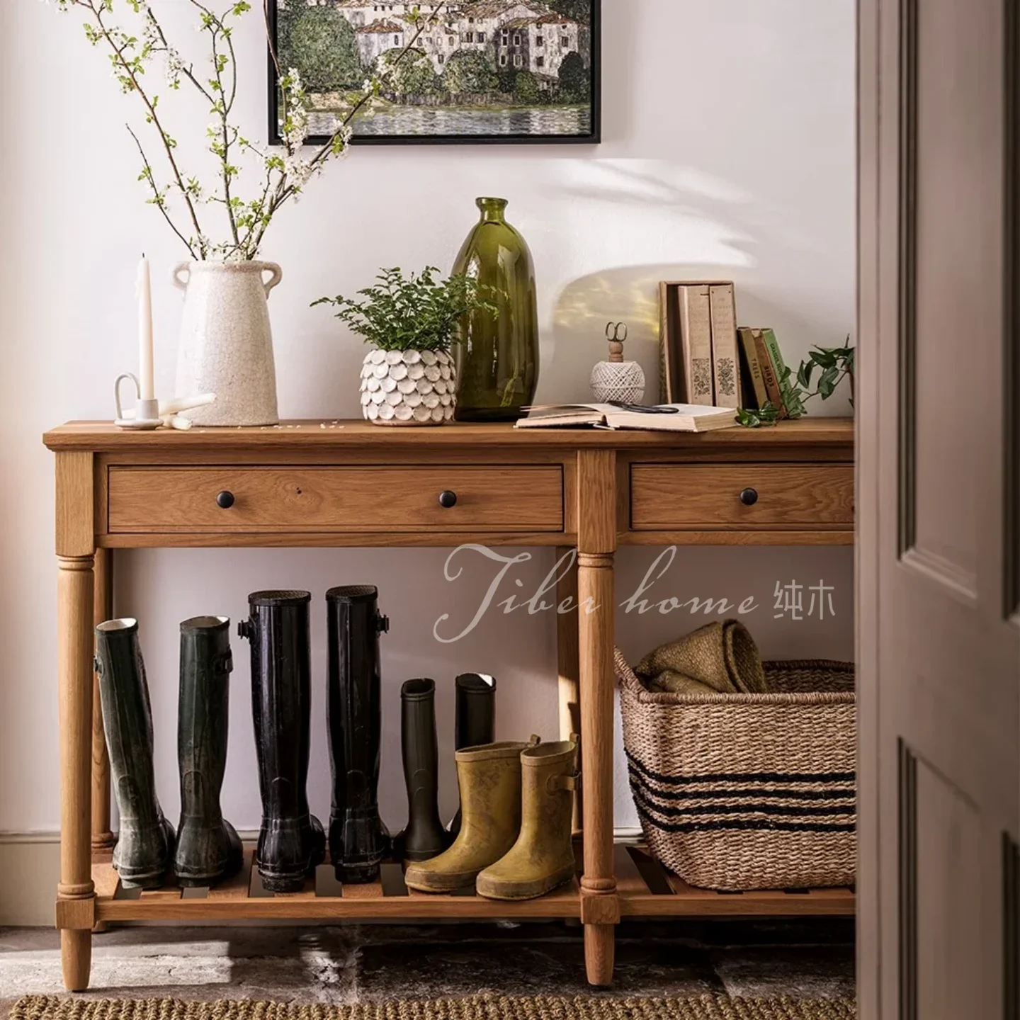 HYS solid wood entry entrance storage cabinet desk retro wall side cabinet storage cabinet
HYS solid wood entry entrance storage cabinet desk retro wall side cabinet storage cabinet