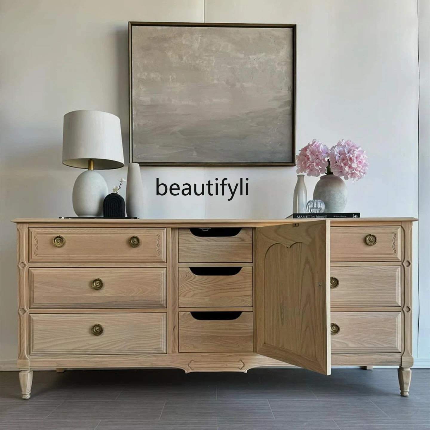 American Country Style Sideboard French Integrated Wall-Mounted Hallway Vintage Carved Sideboard Storage Cabinet
American Country Style Sideboard French Integrated Wall-Mounted Hallway Vintage Carved Sideboard Storage Cabinet