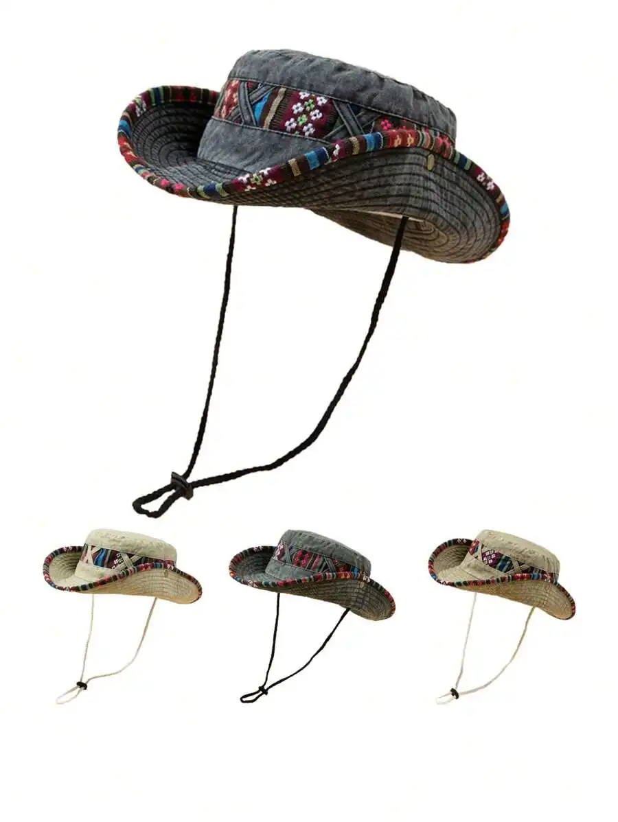 Womens Colorful Embroidered Washed Windproof Wide Brim Boho Bucket Hat For Outdoor Hiking Travel
Womens Colorful Embroidered Washed Windproof Wide Brim Boho Bucket Hat For Outdoor Hiking Travel