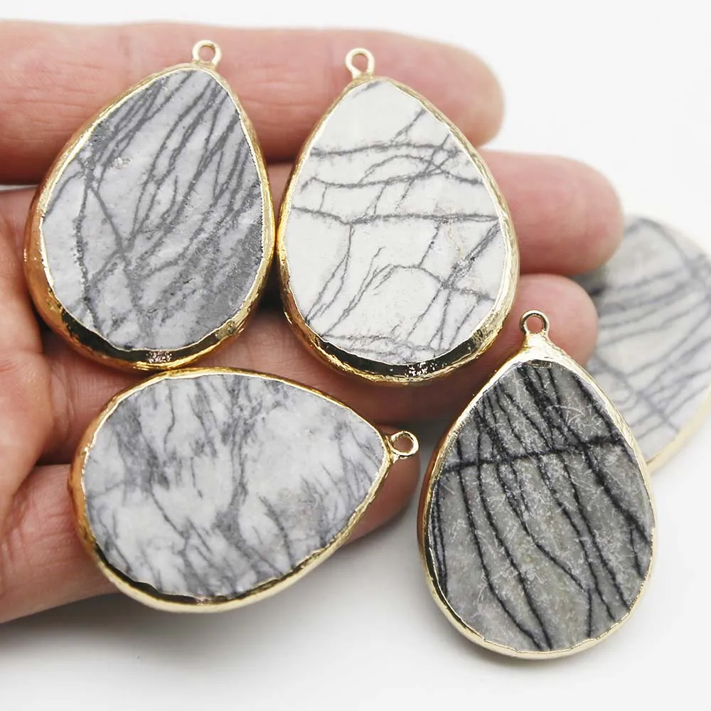 Exquisite Natural Semiprecious Stone Water Drop Black Mesh Gold Edge Pendant DIY Jewelry Accessories Wholesale 6PcsFree Shipping
Exquisite Natural Semiprecious Stone Water Drop Black Mesh Gold Edge Pendant DIY Jewelry Accessories Wholesale 6PcsFree Shipping