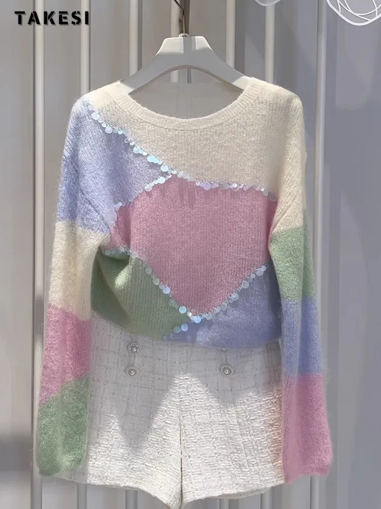 2023 Autumn Winter Casual Y2K Knitting Long Sleeve Sexy Pullovers Korean Fashion Women Appliques Patchwork Ladies Sweater
2023 Autumn Winter Casual Y2K Knitting Long Sleeve Sexy Pullovers Korean Fashion Women Appliques Patchwork Ladies Sweater