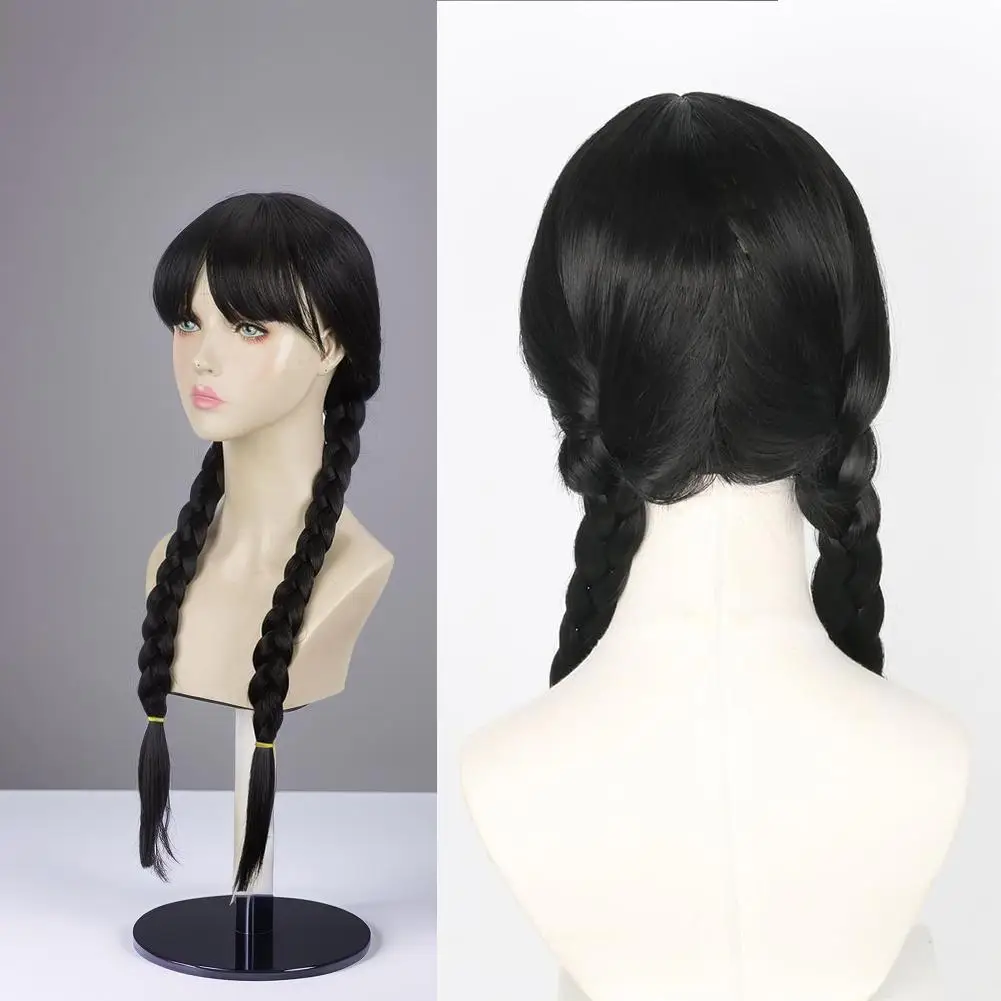 Double Ponytail Braided Wig For Wednesday Wigs Halloween Gothic Costume Braids Anime Double Black synthetic Braided With Bangs
Double Ponytail Braided Wig For Wednesday Wigs Halloween Gothic Costume Braids Anime Double Black synthetic Braided With Bangs