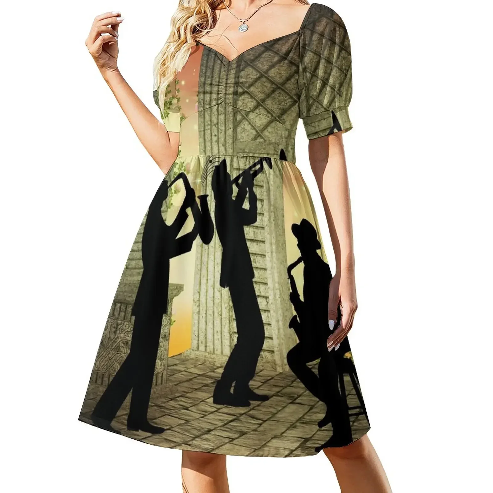International Jazz Music Band Short-Sleeved Dress luxury evening dress woman for wedding Summer skirt
International Jazz Music Band Short-Sleeved Dress luxury evening dress woman for wedding Summer skirt