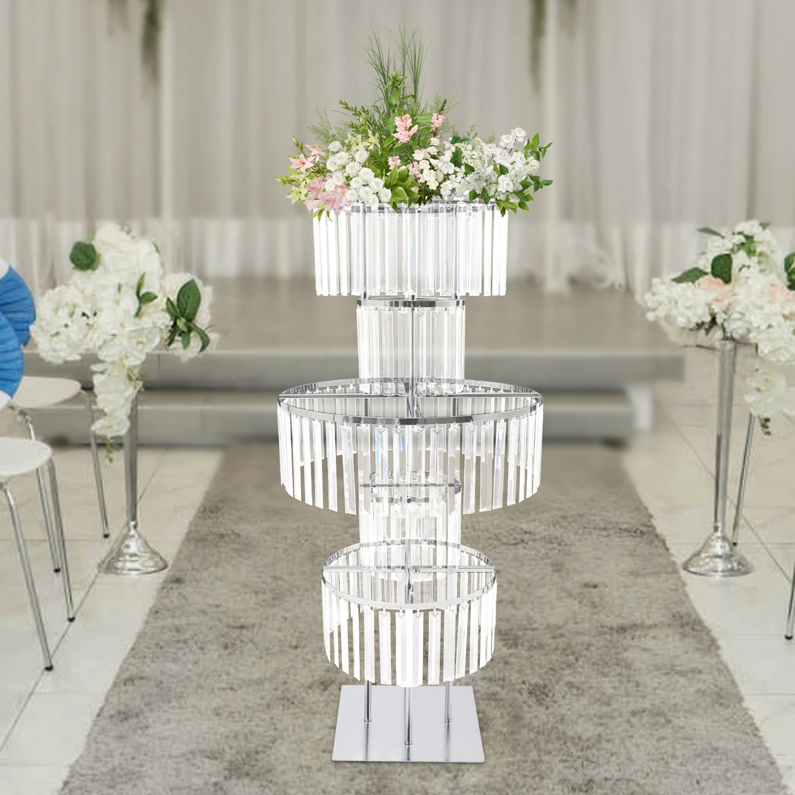 5-story Square Base Silver Crystal Flower Stand Banquet Guide Frame High Load-bearing Display Stand
5-story Square Base Silver Crystal Flower Stand Banquet Guide Frame High Load-bearing Display Stand