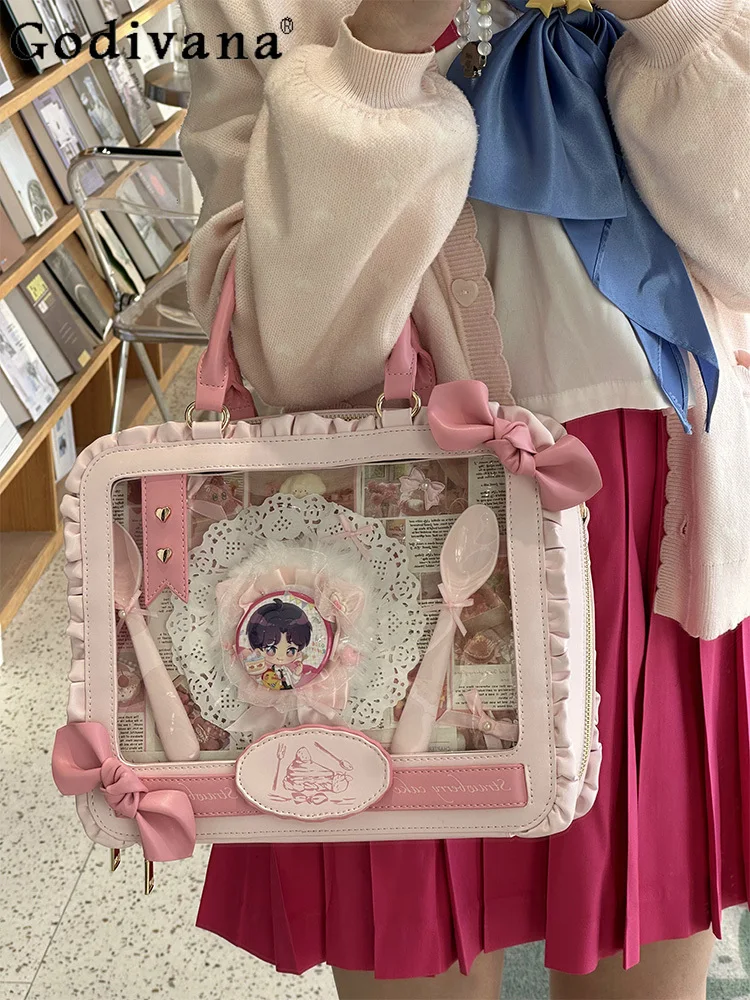 Japanese Original Two-dimensional Lolita Large-capacity Transparent Pain Bag Lace Bow Daily Commute To School Jk Handbag
Japanese Original Two-dimensional Lolita Large-capacity Transparent Pain Bag Lace Bow Daily Commute To School Jk Handbag