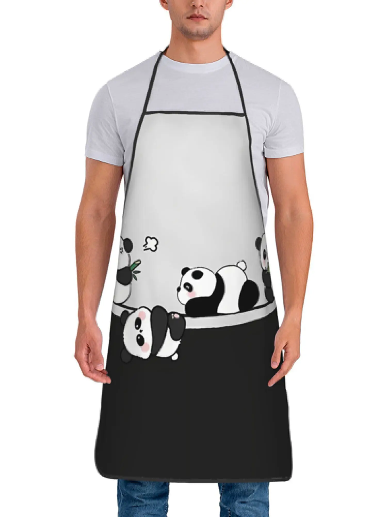 Panda Cartoon Apron – 4 Playful Pandas in Pocket Design, Black & Gray Line Art, Polyester, Unisex Kitchen Gift
Panda Cartoon Apron – 4 Playful Pandas in Pocket Design, Black & Gray Line Art, Polyester, Unisex Kitchen Gift