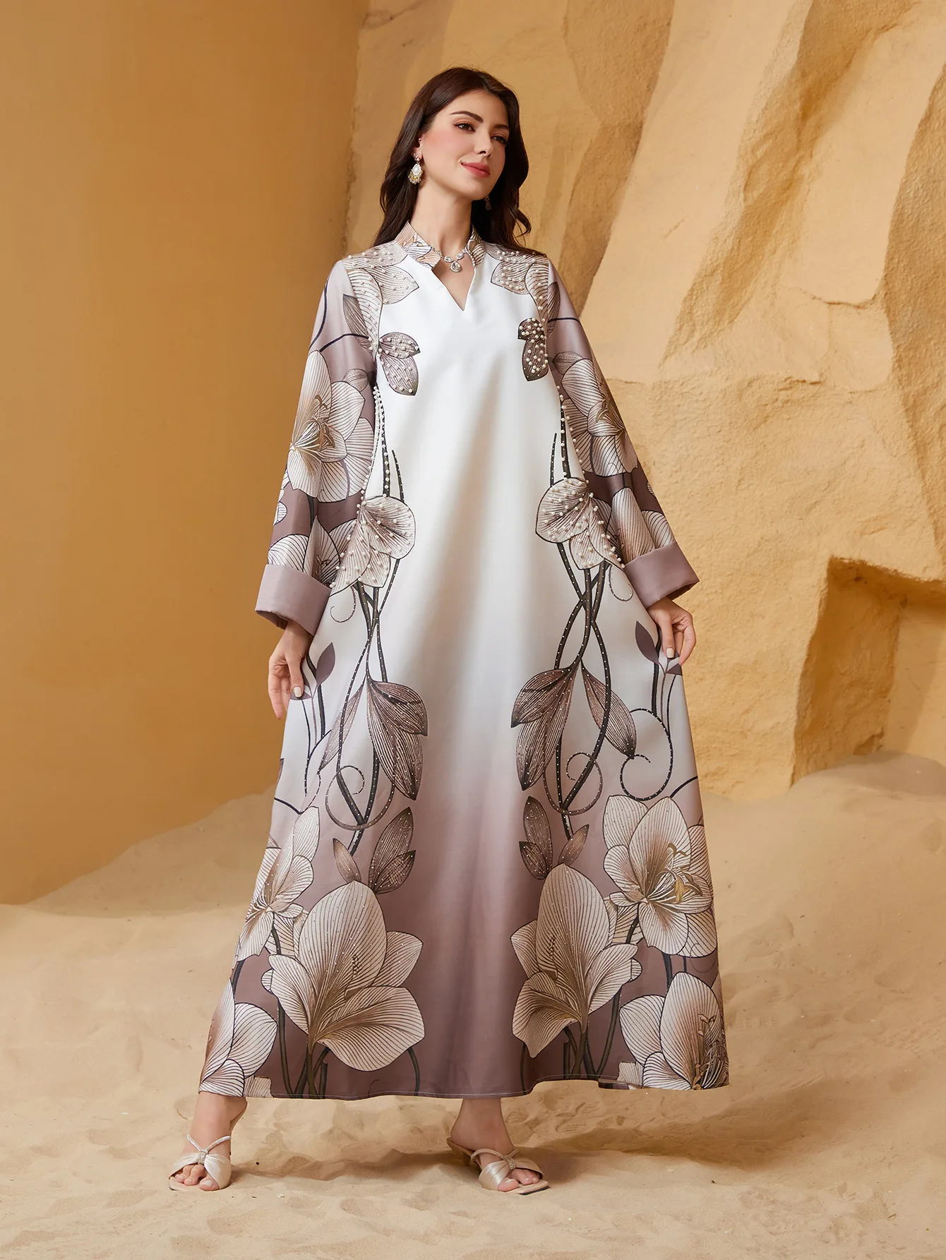 Ид женское платье Абая мусульманское бисерное платье с принтом Рамадан Джалабия вечерние платья Дубай длинный халат кафтан ислам Vestidos Largos 2025 
Ид женское платье Абая мусульманское бисерное платье с принтом Рамадан Джалабия вечерние платья Дубай длинный халат кафтан ислам Vestidos Largos 2025