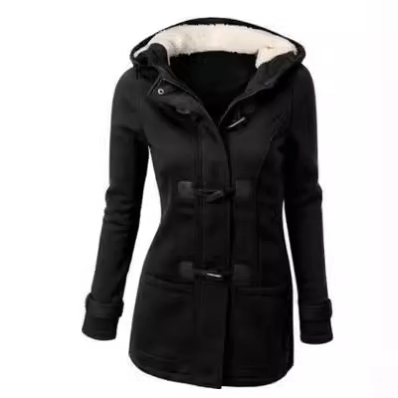Hooded Mixed Cotton Classic Horn Leather Button Zipper Coat Cotton Coat Top Women's Clothing959
Hooded Mixed Cotton Classic Horn Leather Button Zipper Coat Cotton Coat Top Women's Clothing959