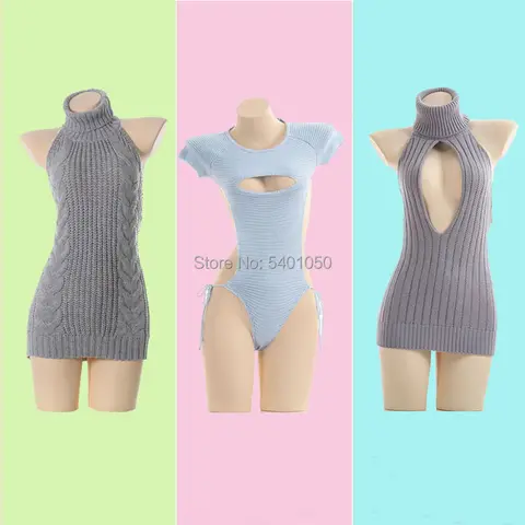 Sexy Open Chest Sweaters  Black Halter Knitted Sweater White Sexy Pullover Women Tops Slim V Neck Long Sleeve Femme