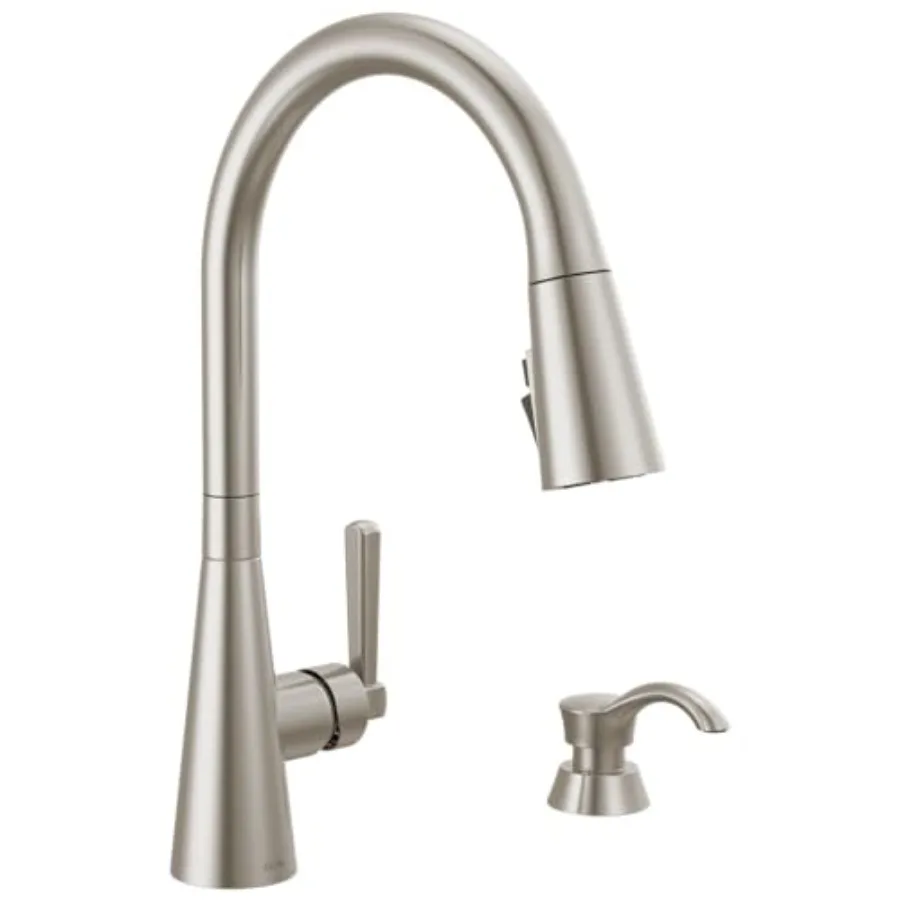 Kitchen faucet with soap dispenser, brushed nickel finish, pull-down sprayer with magnetic docking, for modern kitchen sinks
Kitchen faucet with soap dispenser, brushed nickel finish, pull-down sprayer with magnetic docking, for modern kitchen sinks