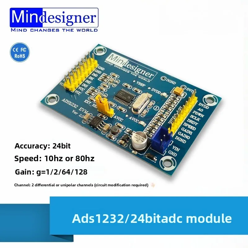 Модуль ADS1232 24-битный модуль АЦП, высокоточный модуль аналого-цифрового преобразования ADS1232IPW
Модуль ADS1232 24-битный модуль АЦП, высокоточный модуль аналого-цифрового преобразования ADS1232IPW