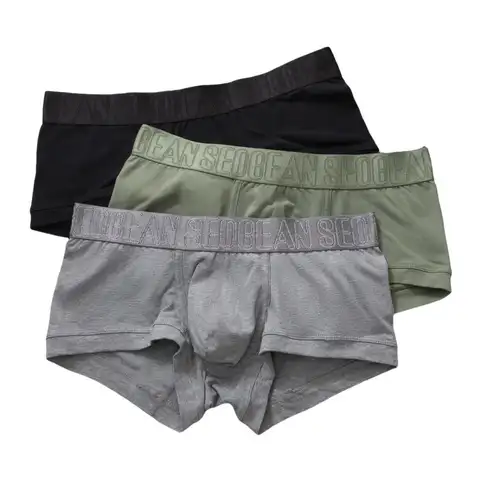 SEOBEAN Men's Boxers Cotton Underwear Boxer Shorts Sexy Men Boxer Briefs Solid Color Underpants Boxer For Man