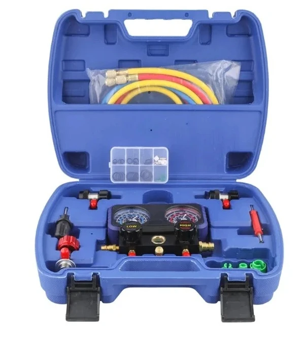 Haohai-Car refrigerant fluorine gauge R134a, snow type pressure gauge, double gauge valve, air conditioner fluorine tool kit
Haohai-Car refrigerant fluorine gauge R134a, snow type pressure gauge, double gauge valve, air conditioner fluorine tool kit