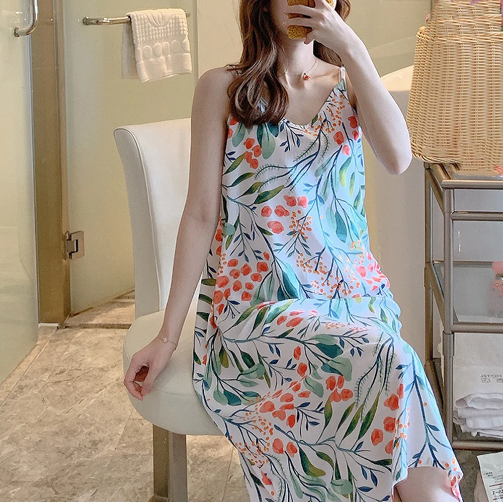 New Summer Sling Nightdress Cotton Silk Women's Sleepwear Thin Sleeveless Printing Nightgown Sleepwear Night Dress Loungewear
New Summer Sling Nightdress Cotton Silk Women's Sleepwear Thin Sleeveless Printing Nightgown Sleepwear Night Dress Loungewear